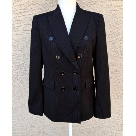 White House Black Market Jackets & Blazers - WHBM Black Pinstripe Double-Breasted Blazer Jacket